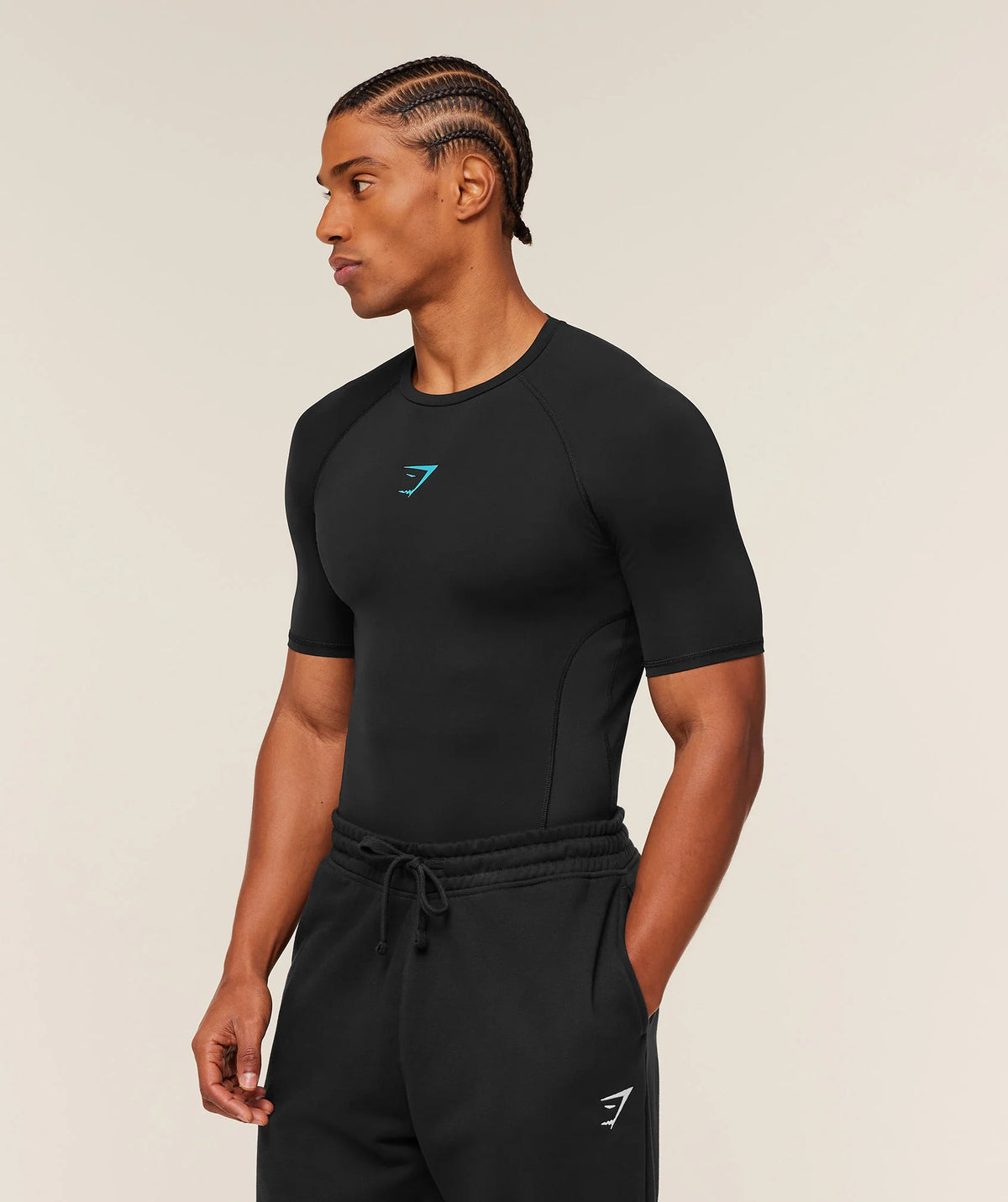 Playera Compresión Element - Negra/Azul