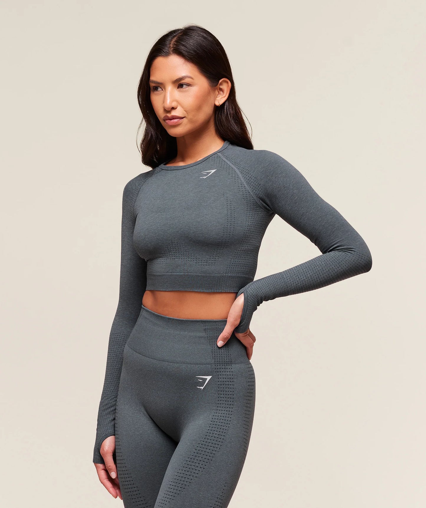 Crop Top Vital Manga Larga - Aqua
