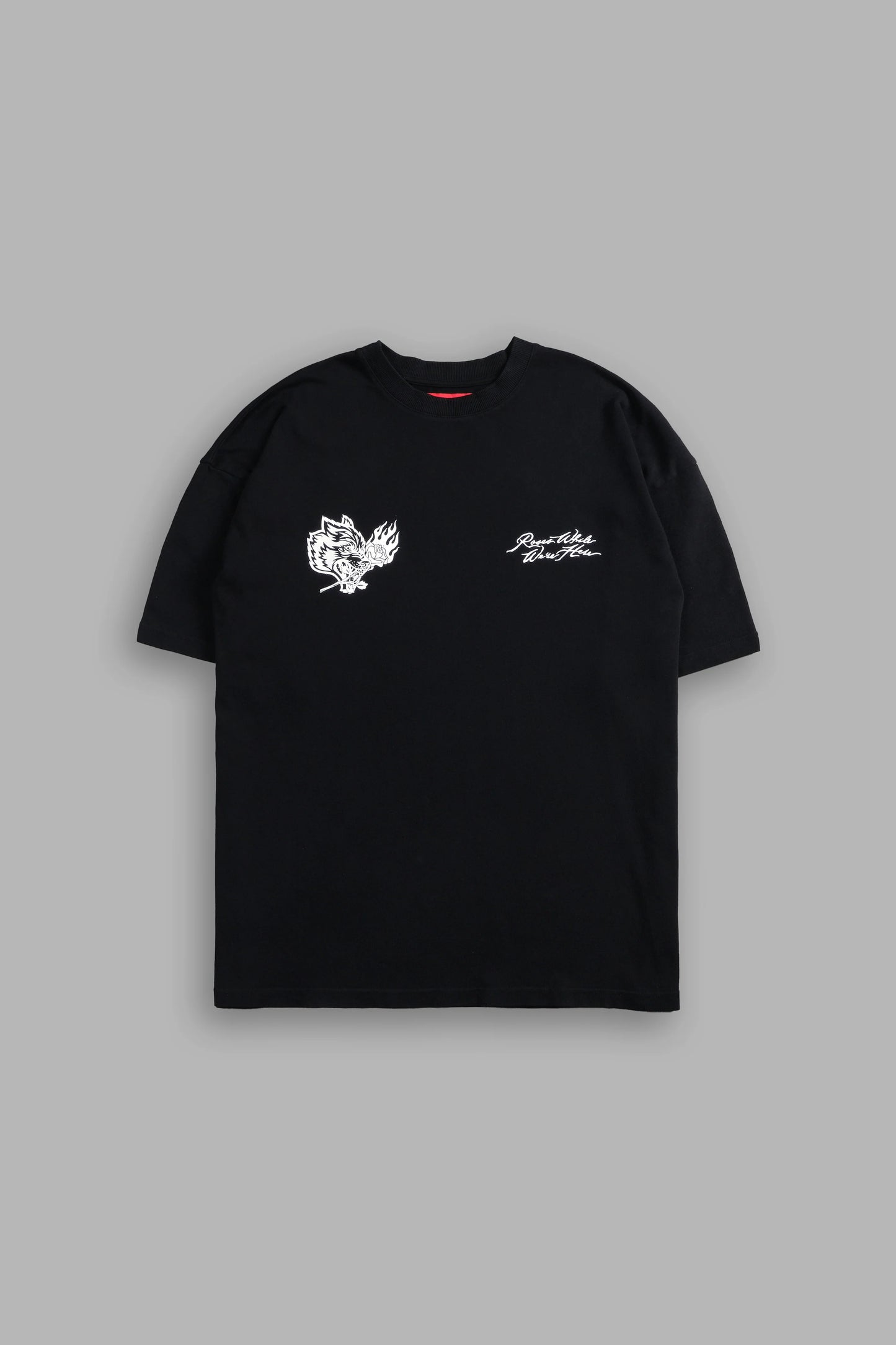 Playera Roses Oversized - Negra