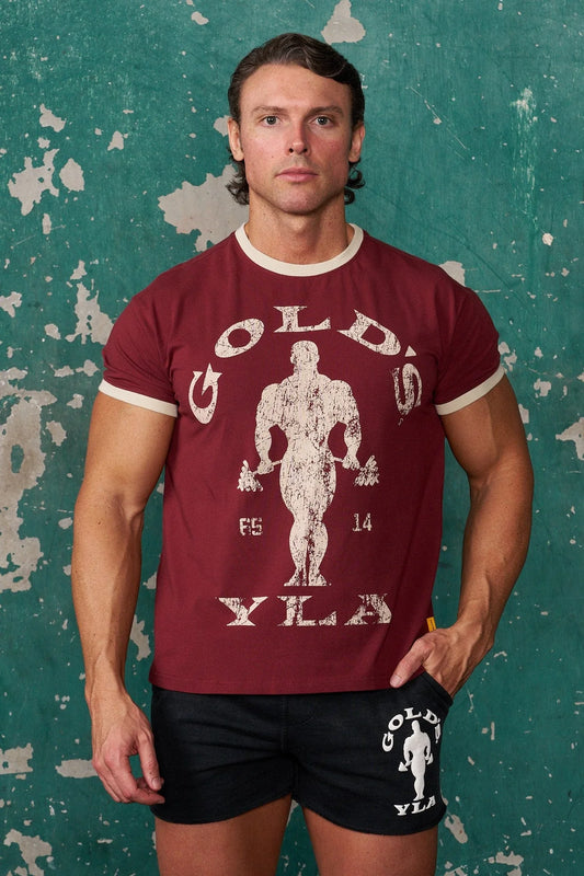 Playera Ringer Golds Gym - Burgundy