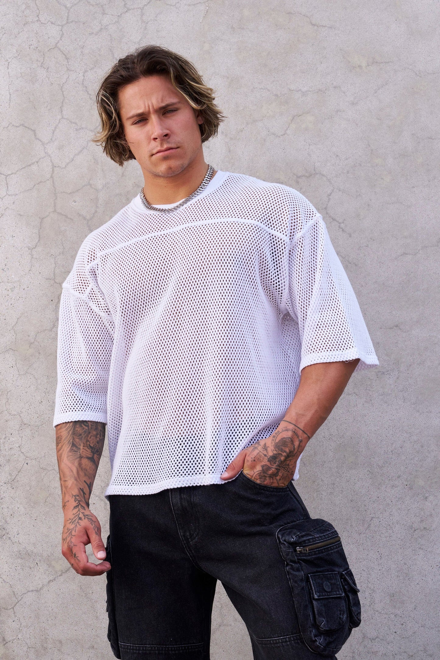 Playera Malla - Blanca
