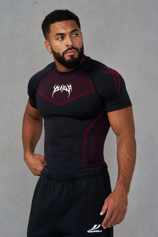 Playera Compresión Warrior - Negra/Roja