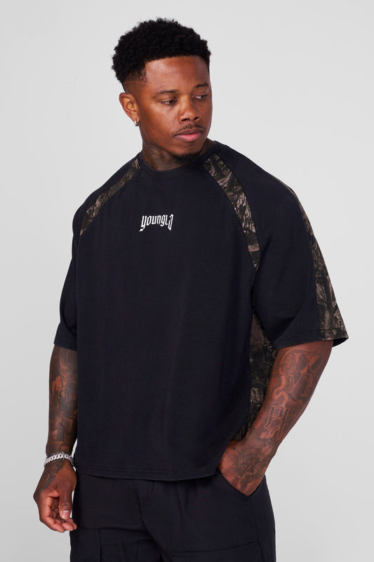Playera Stellar - Negro Camuflado