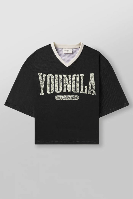 Varsity Football Cropped Jersey - Black