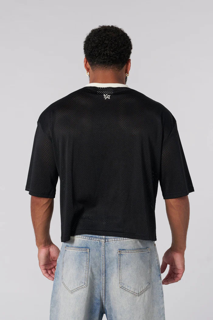 Varsity Football Cropped Jersey - Black