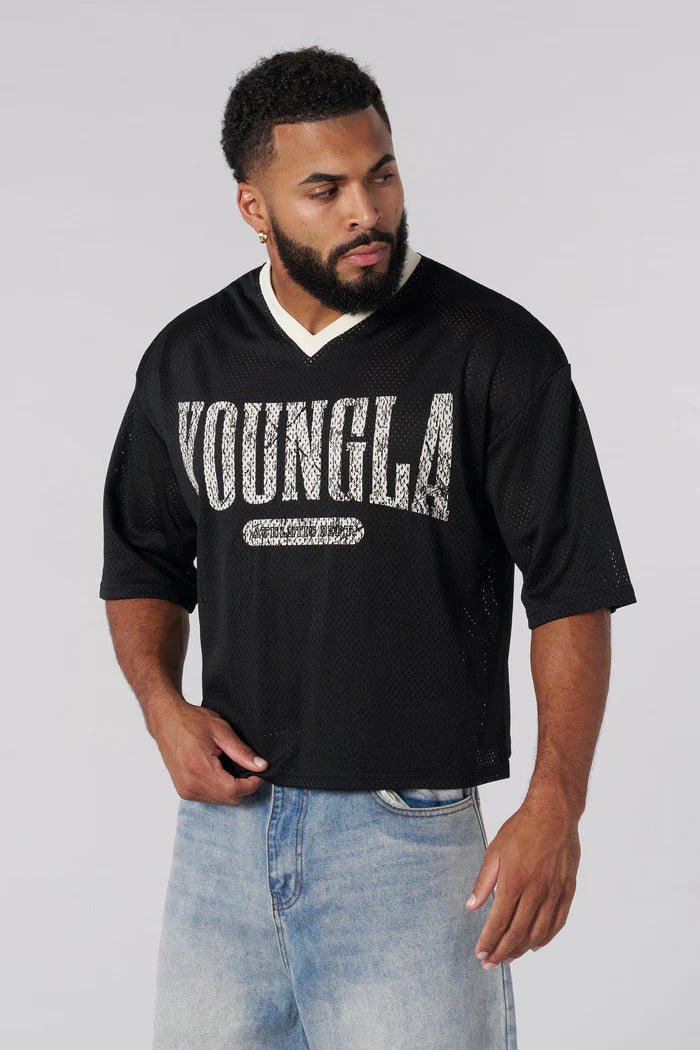 Varsity Football Cropped Jersey - Black