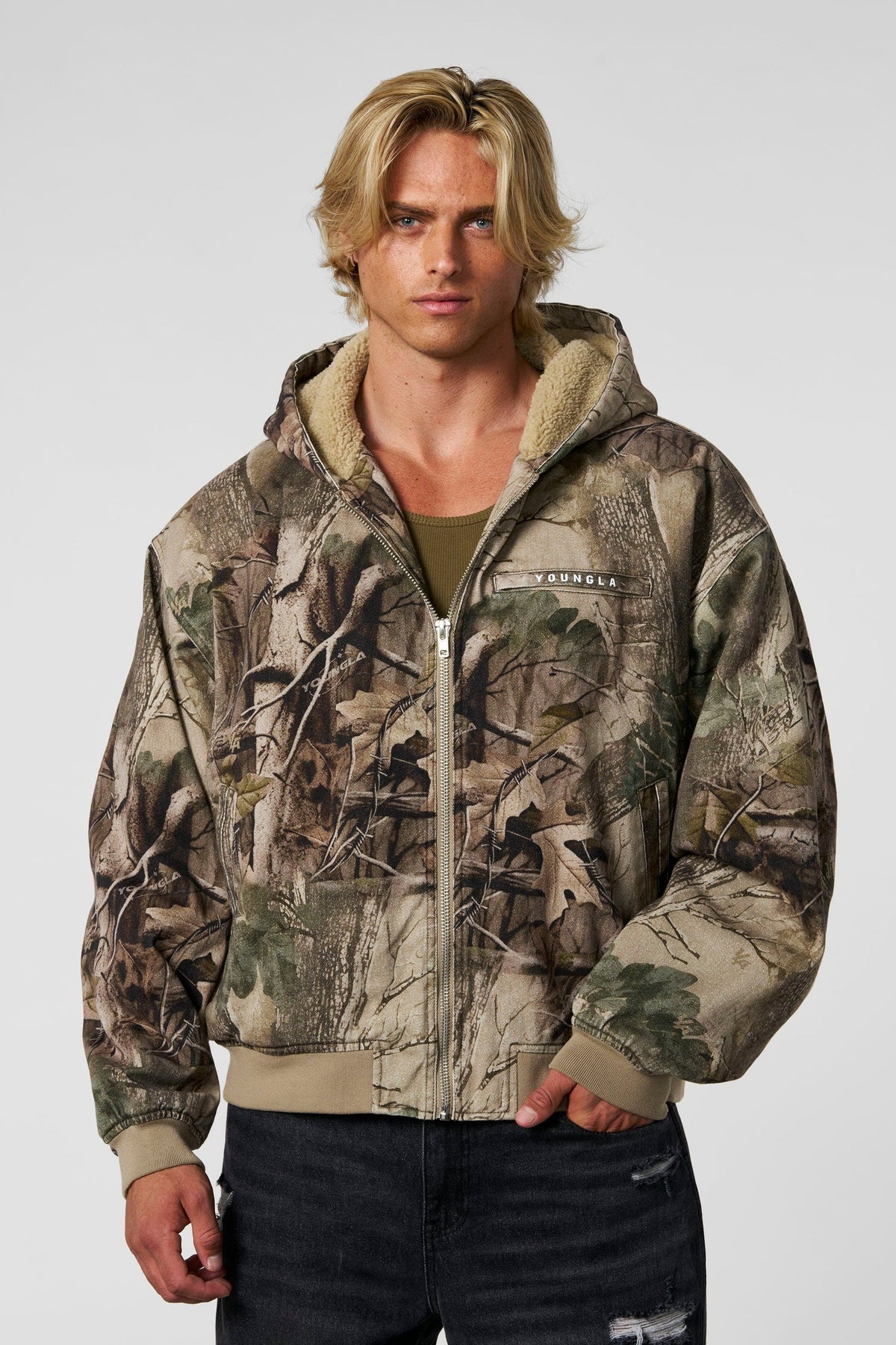 Hoodie Bronco Zip - Beige Camo