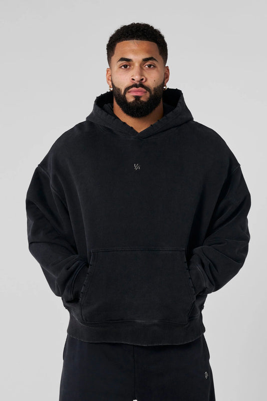 Hoodie Essentials - Negra Deslavada