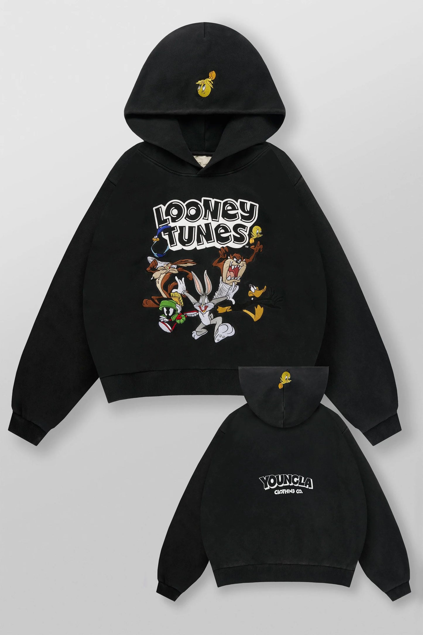 Hoodie Looney Tunes Zip - Negra