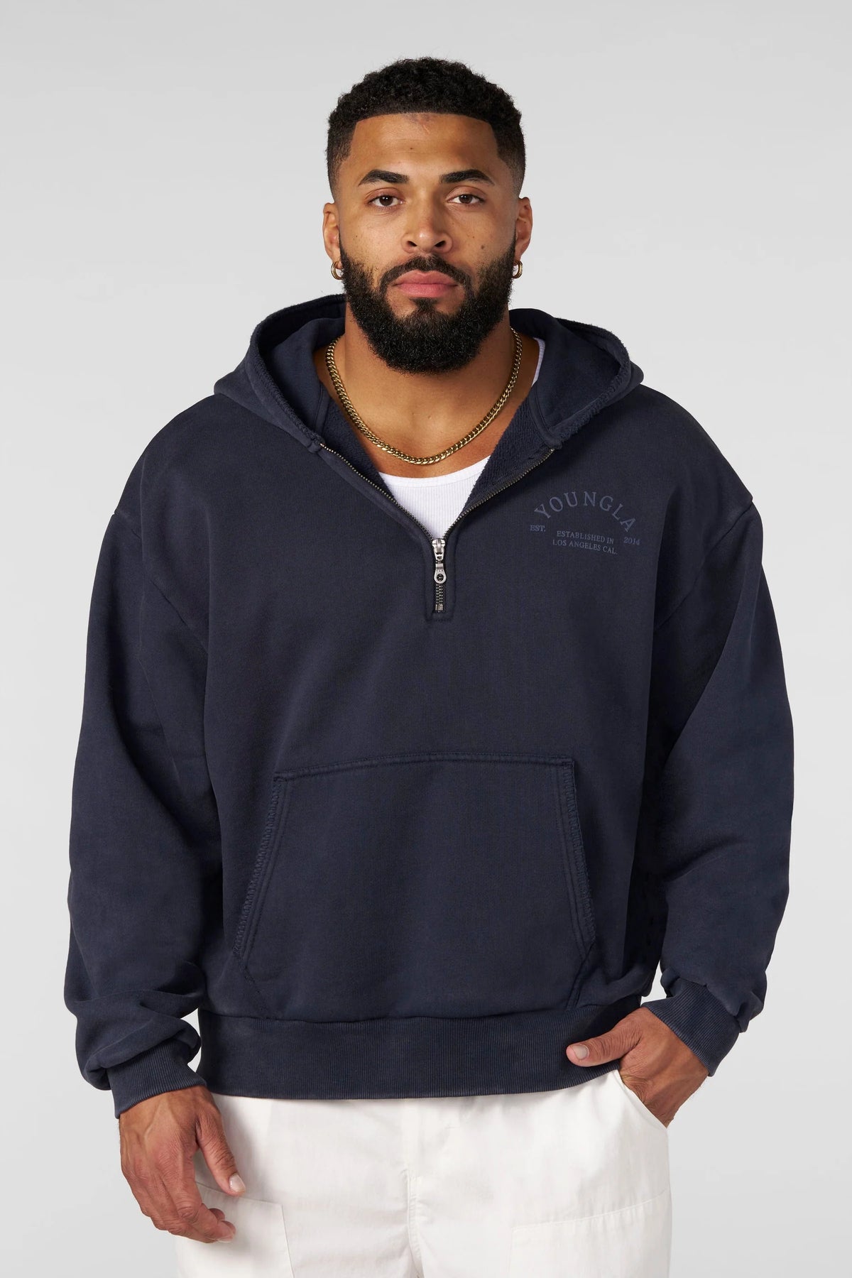 Suéter 1/4 Zip Old Money - Azul