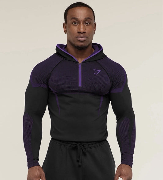 Onyx Compresión Hoodie - Negra/Morada