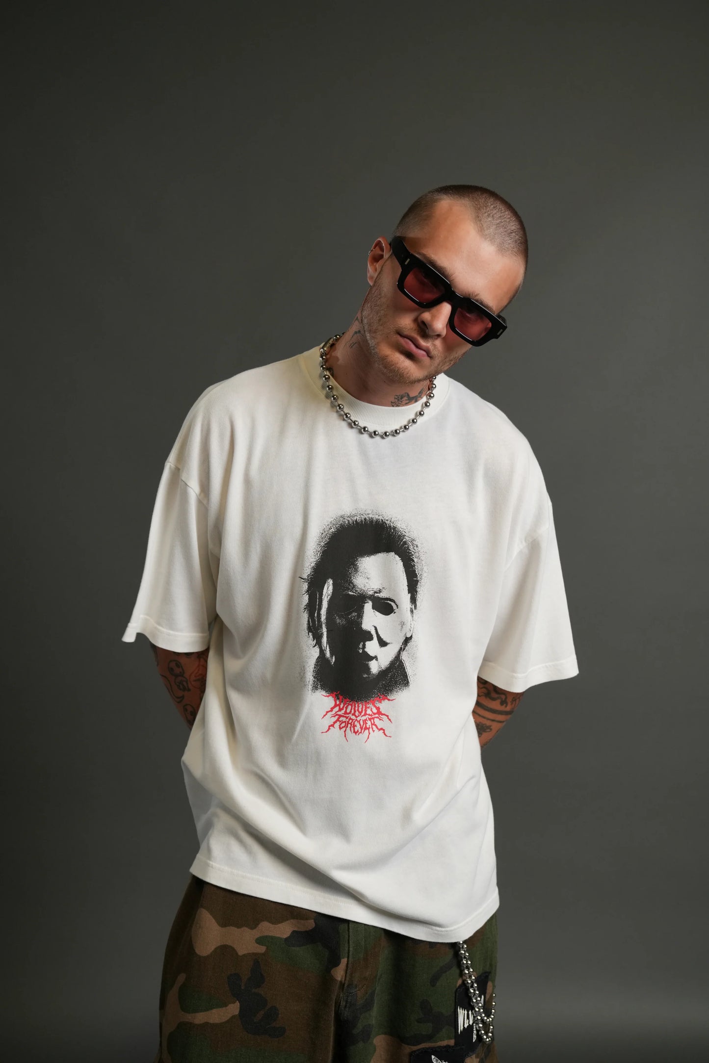 Playera “Watch Your Back” Premium Oversized - Crema