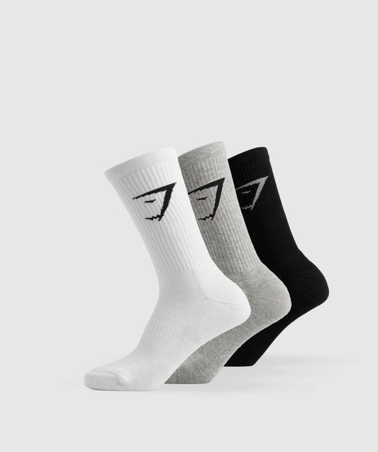 Calcetas Altas Pack x3 - Gris/Blanca/Negra