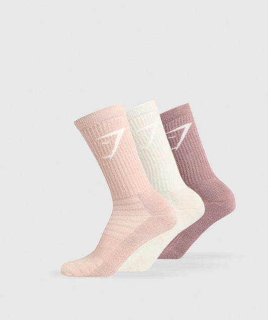 Calcetas Altas Pack x3 - Rosa/Rosa Pastel/Beige