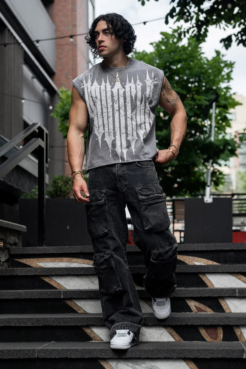Revenge Crop Cut-Offs - Grey Wash