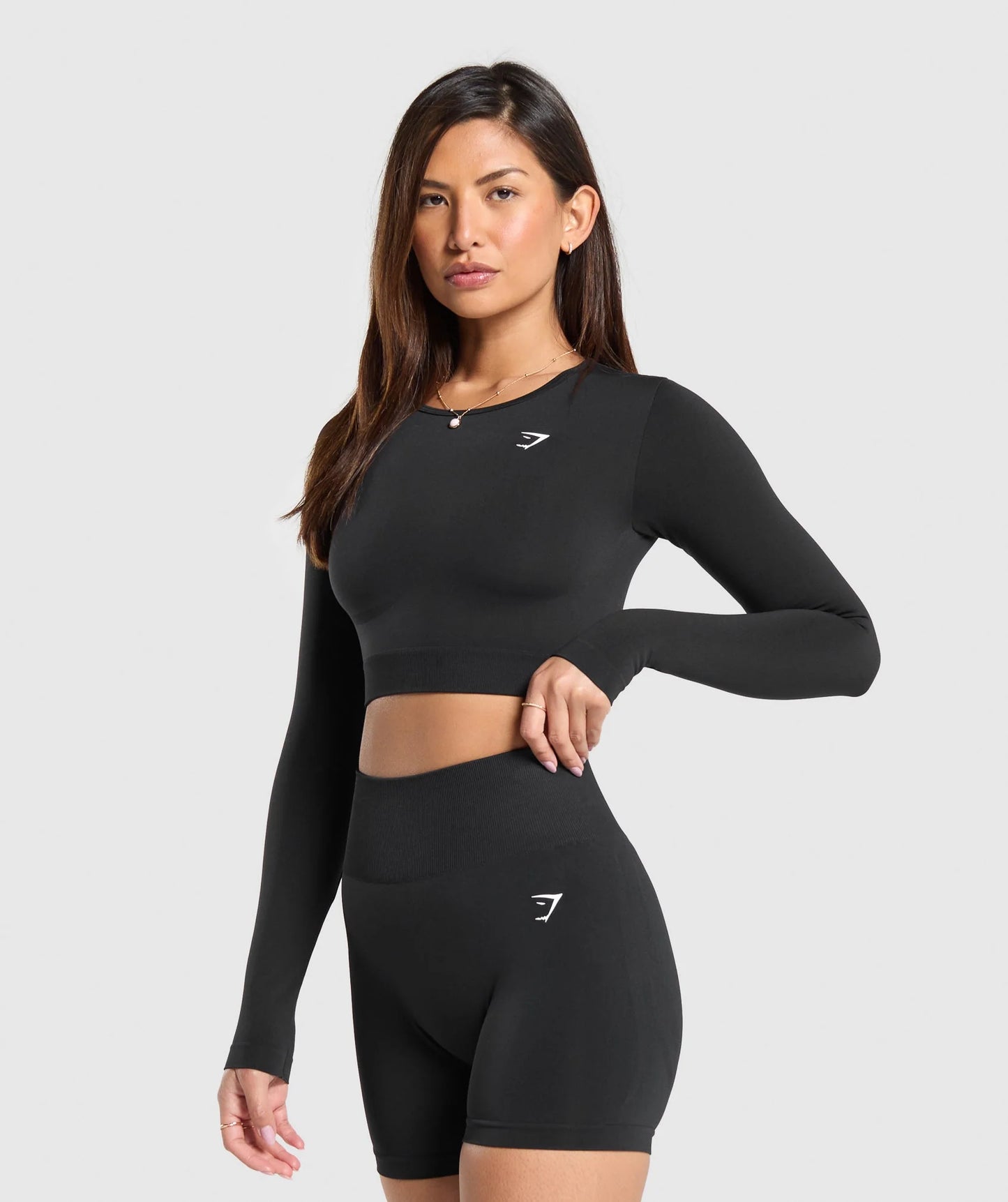 Gymshark Everyday Seamless Long Sleeve Crop Top - Black