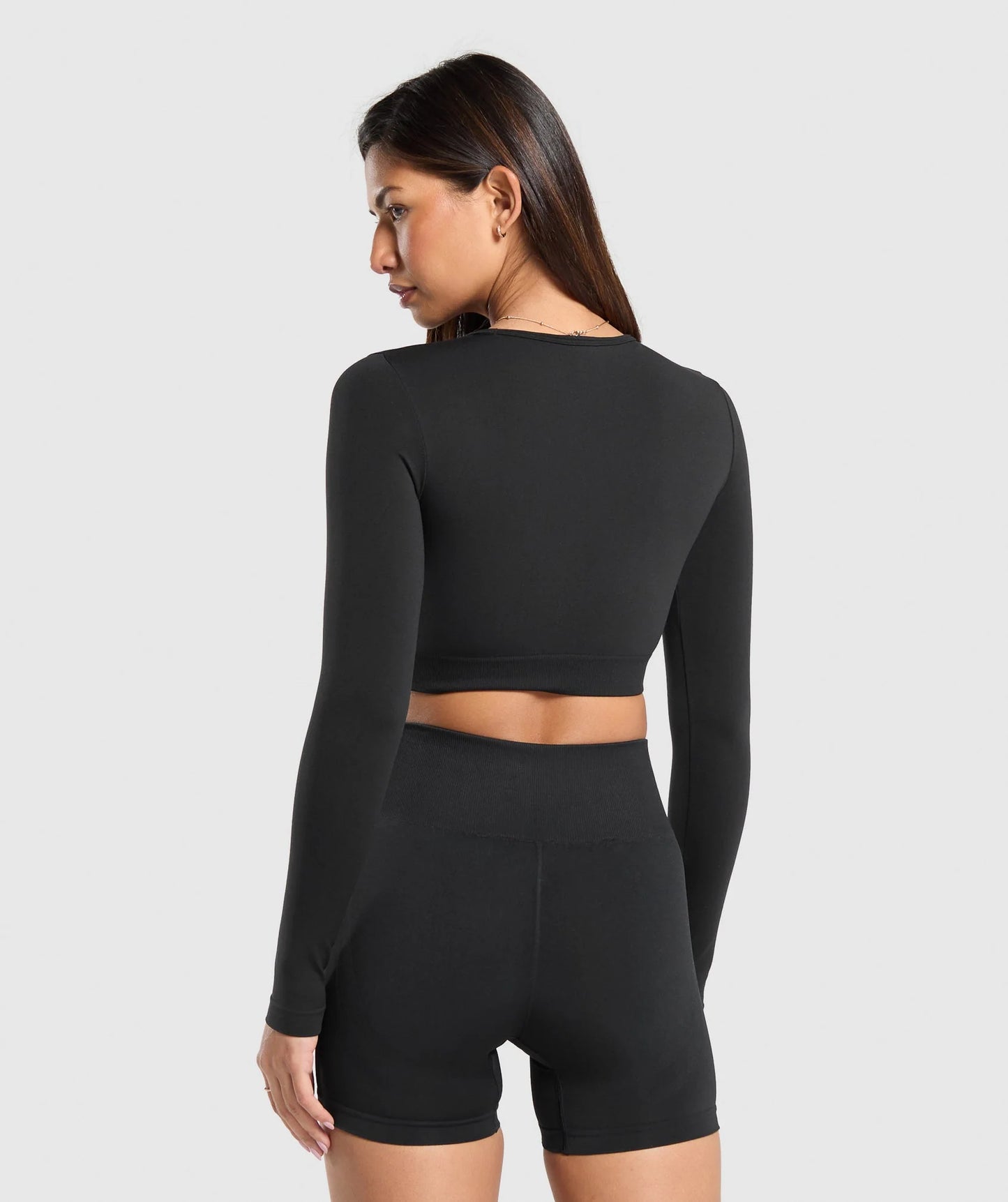 Gymshark Everyday Seamless Long Sleeve Crop Top - Black