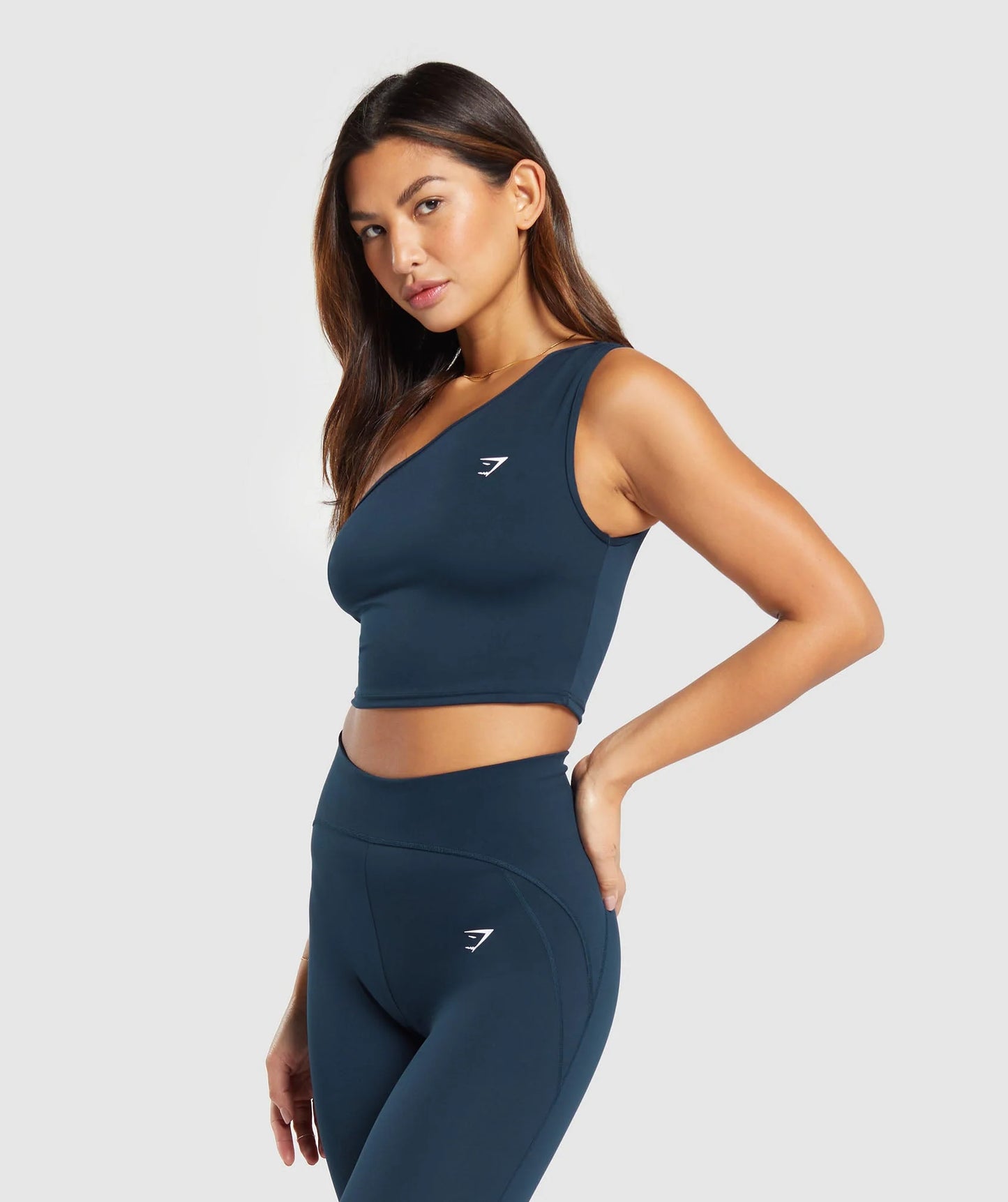 Gymshark Everyday One Shoulder Ruched Tank - Navy