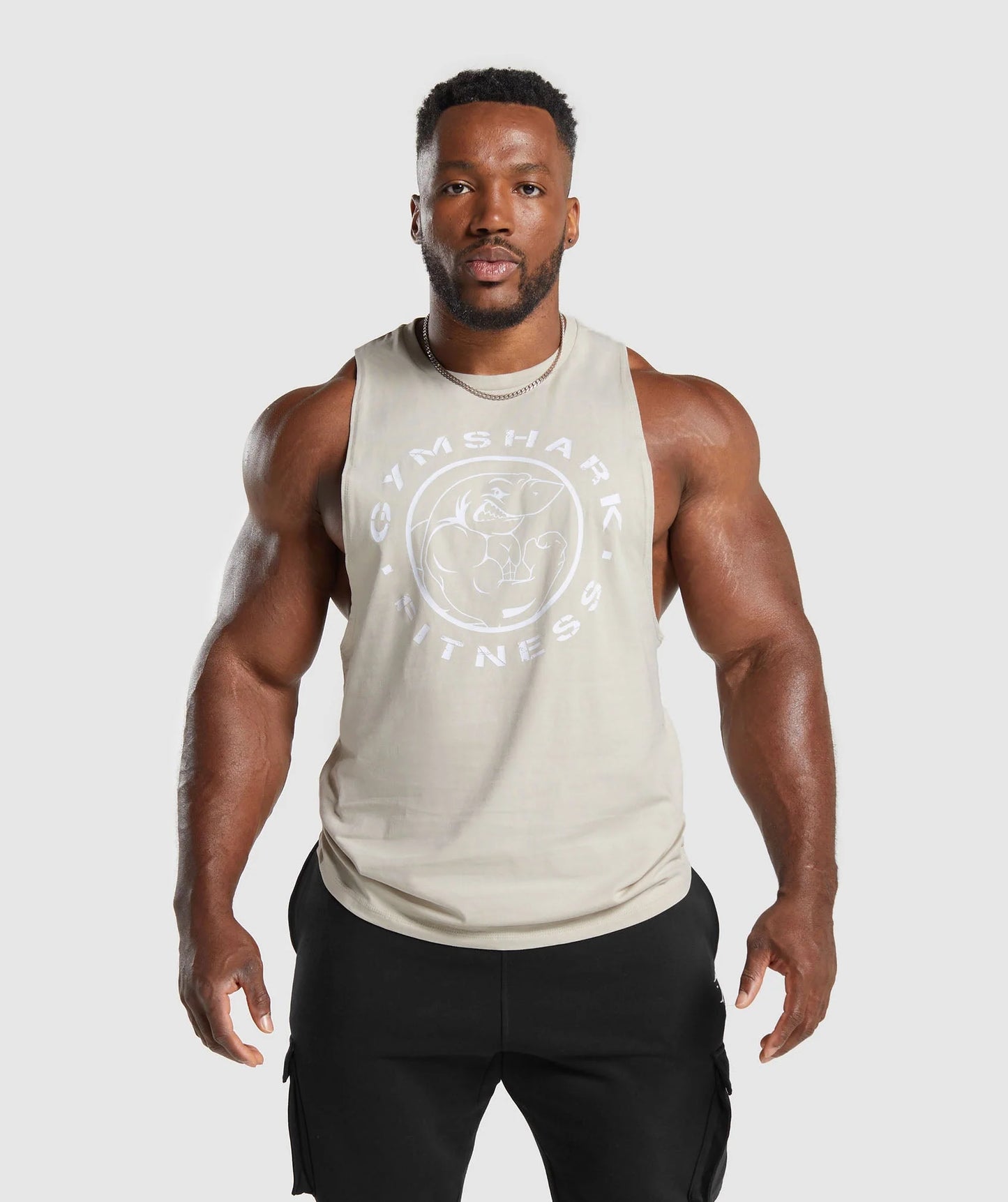 Gymshark Legacy Drop Arm Tank Pebble Grey Naahal