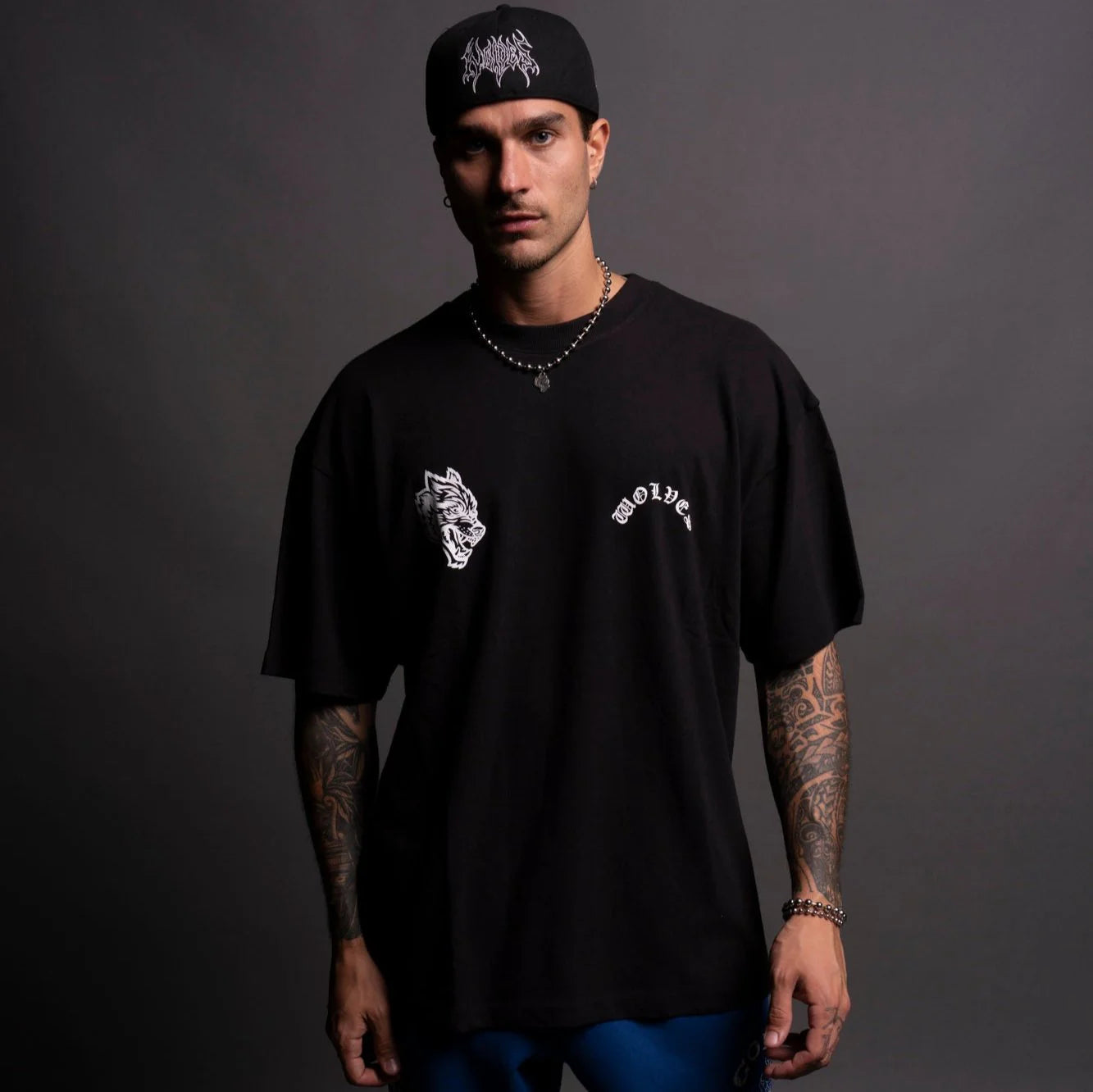 Playera “Wolf Chopper” Premium Oversized - Negro