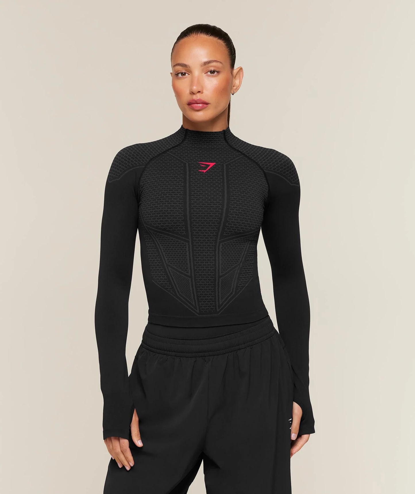Onyx V1 Manga Larga Top  - Negra/Rojo