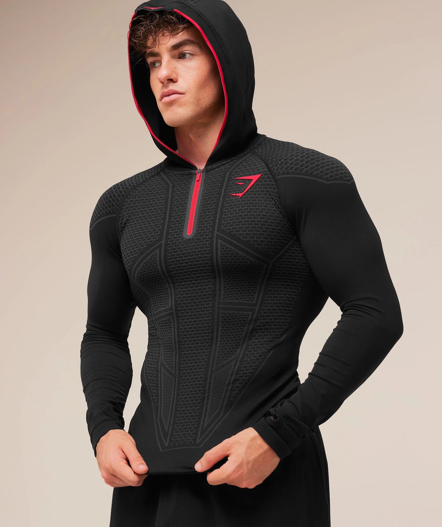 Onyx Compresión Hoodie V1 - Negro/Rojo