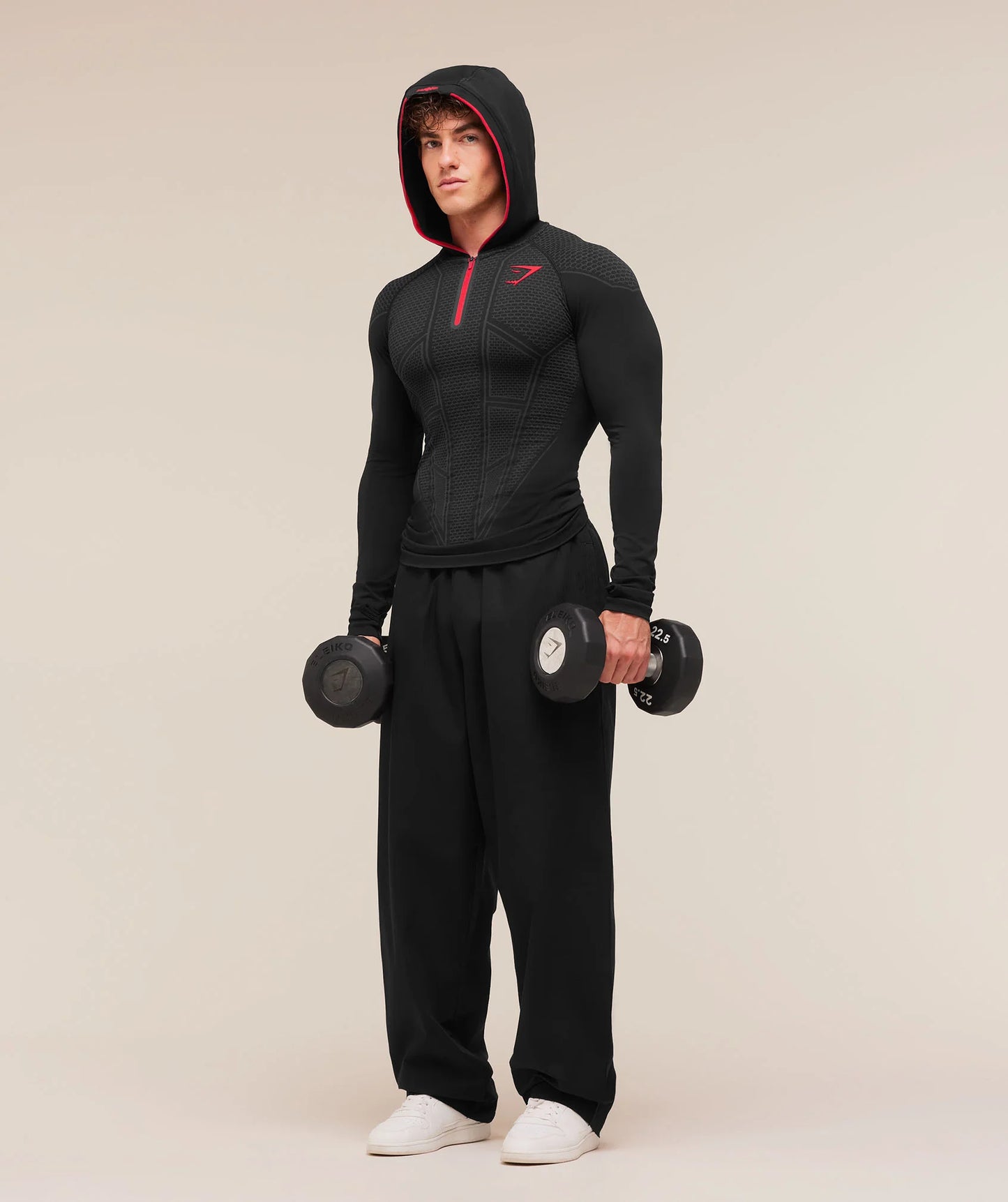 Onyx Compresión Hoodie V1 - Negro/Rojo