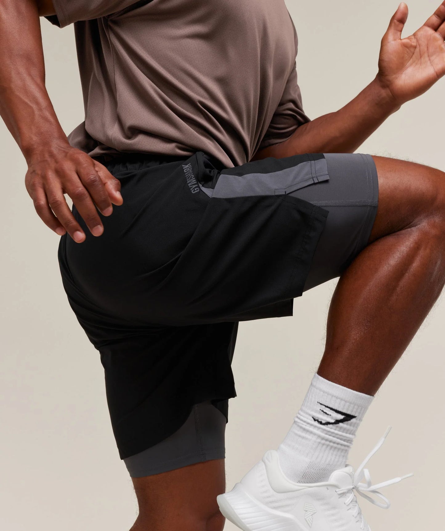 Short Deportivo 2 en 1 - Negro/Gris