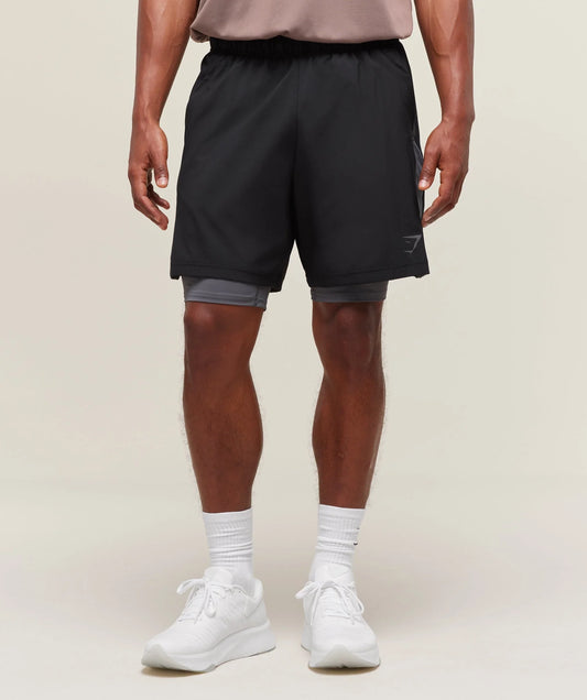 Short Deportivo 2 en 1 - Negro/Gris