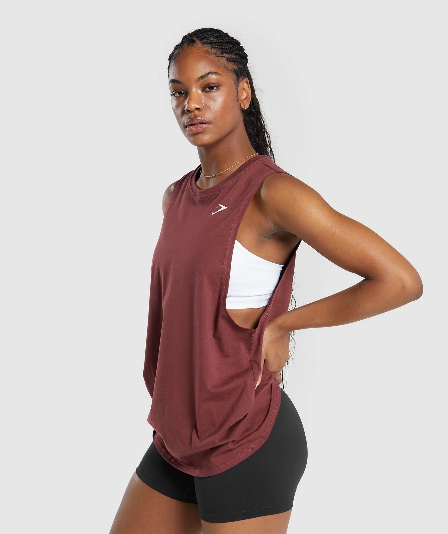 Gymshark Training Drop Arm Tank - Burgundy Brown