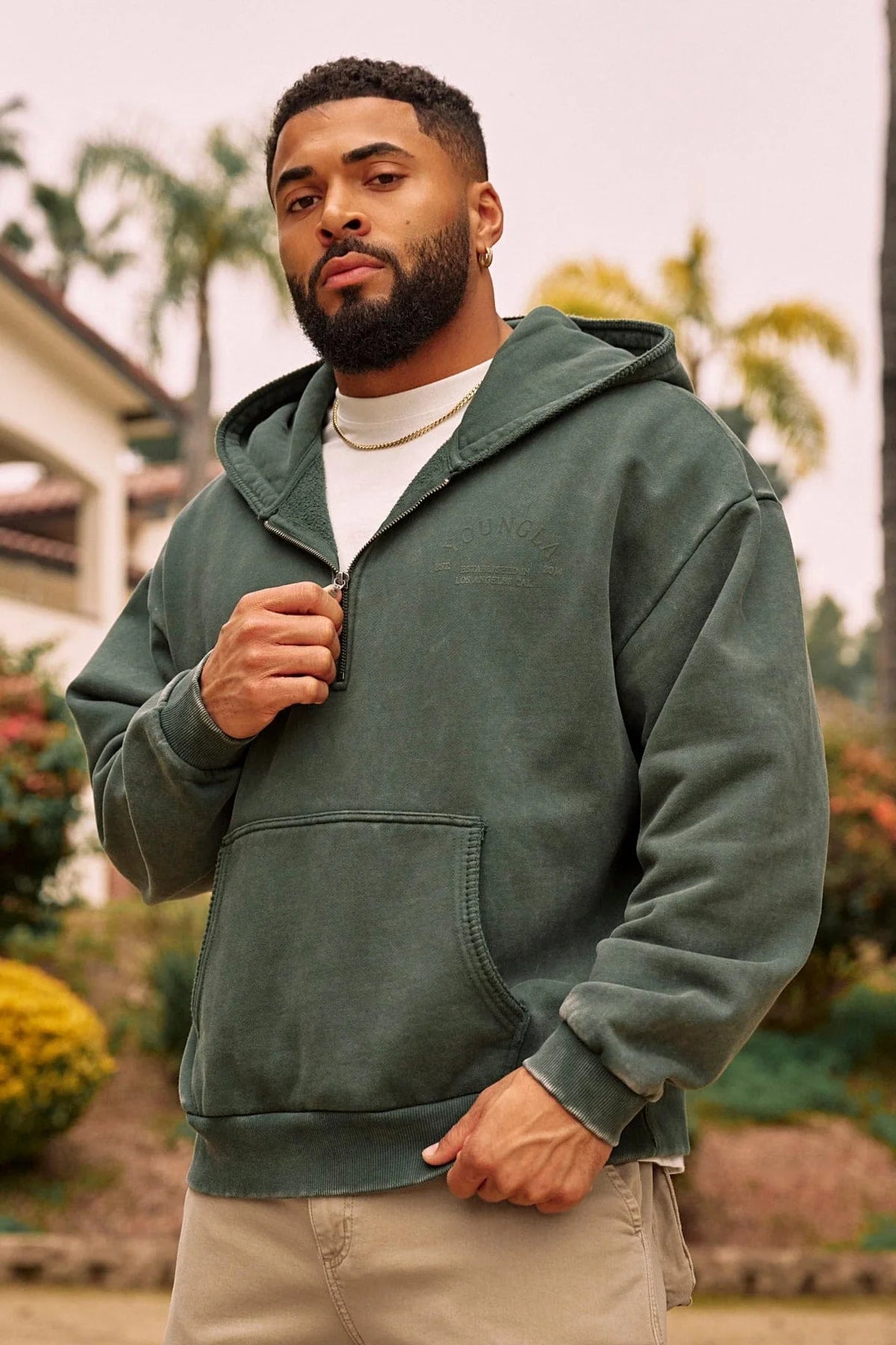 Suéter 1/4 Zip Old Money - Verde Deslavado