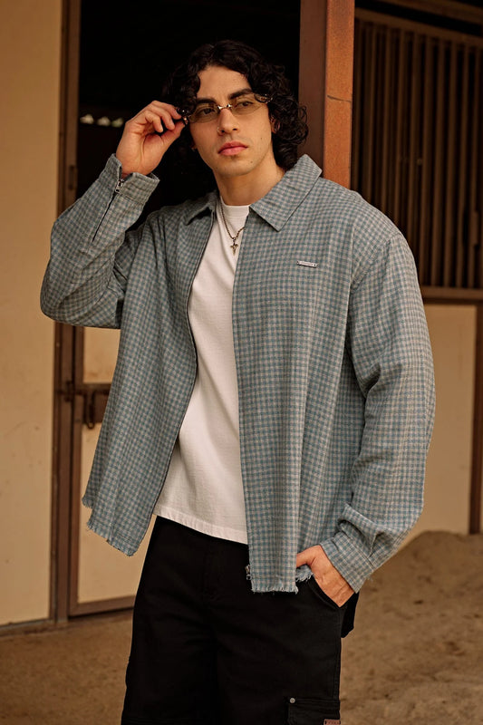 Camisa Zip Up - Azul