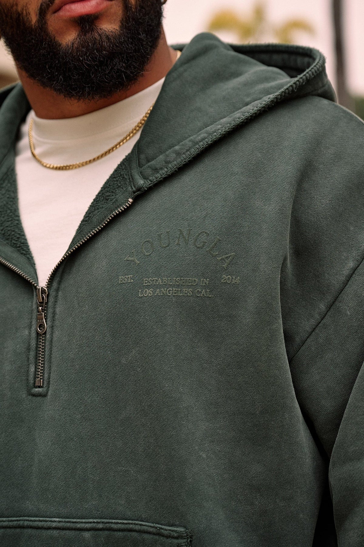 Suéter 1/4 Zip Old Money - Verde Deslavado