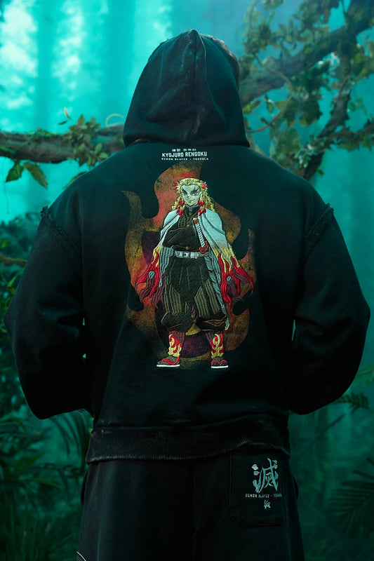 Hoodie Zip Demon Slayer - Flame Hashira [Preventa · Envío Lunes]