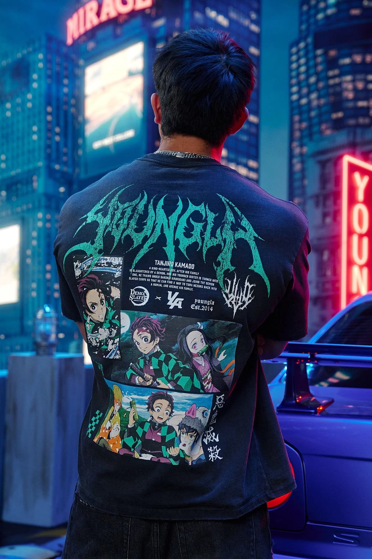 Camiseta Demon Slayer - Negra/Verde [Preventa · Envío Lunes]