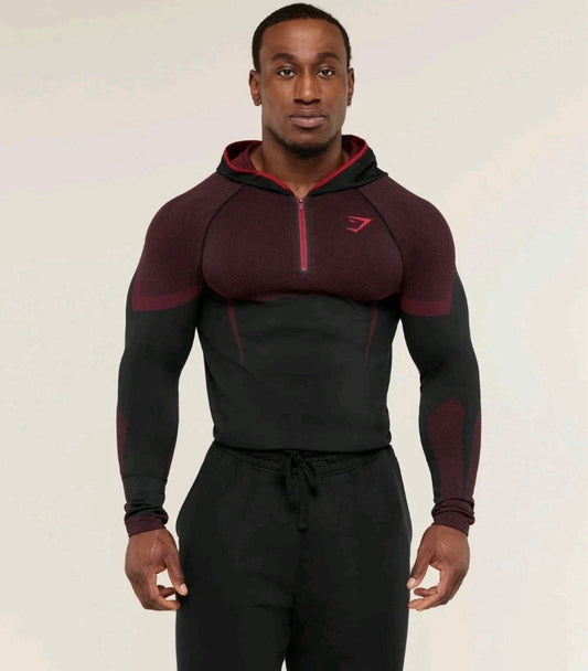 Onyx Compresión Hoodie - Negra/Roja