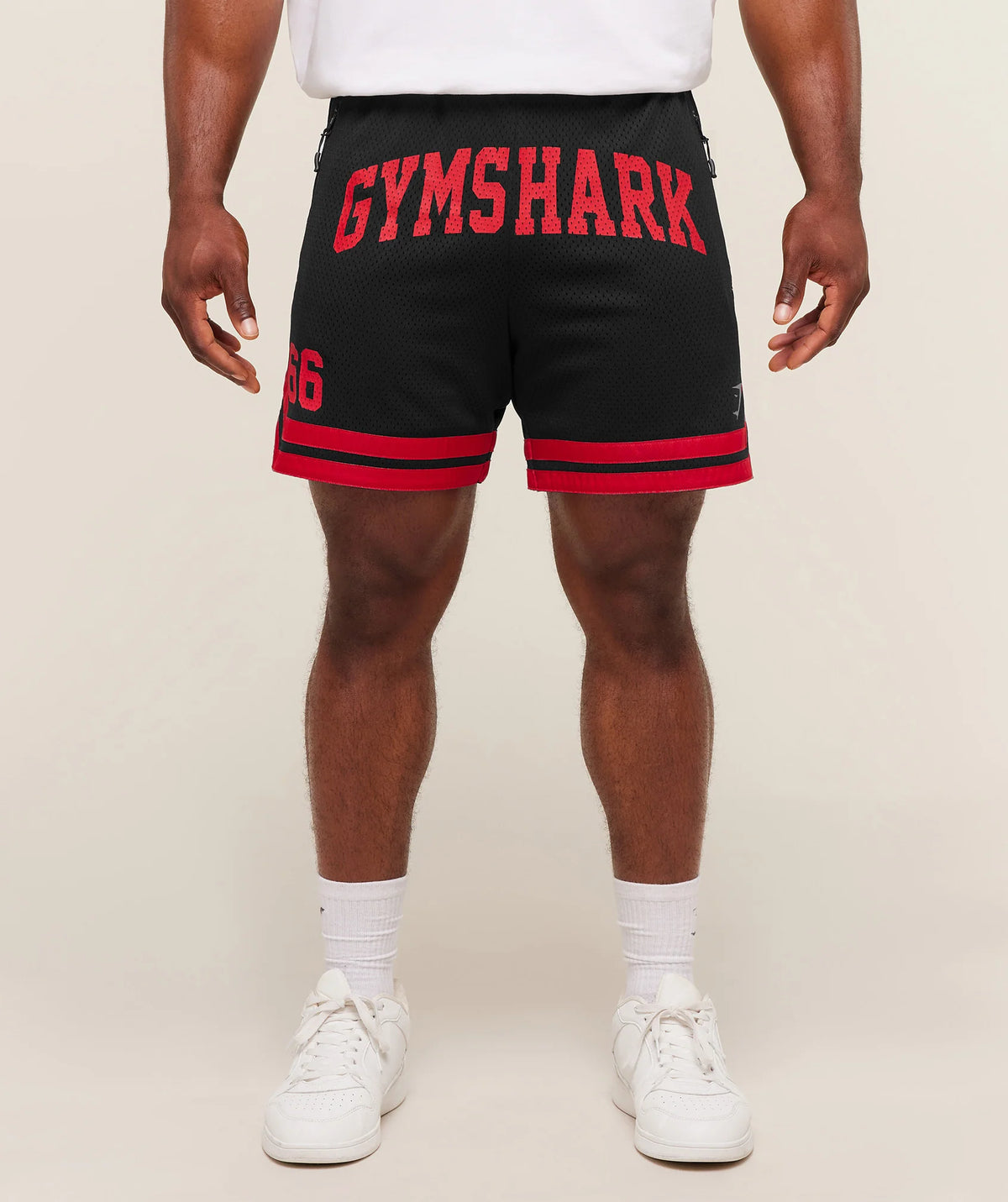 Short Malla Campus - Negro/Rojo