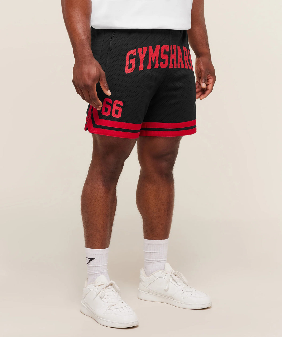 Short Malla Campus - Negro/Rojo