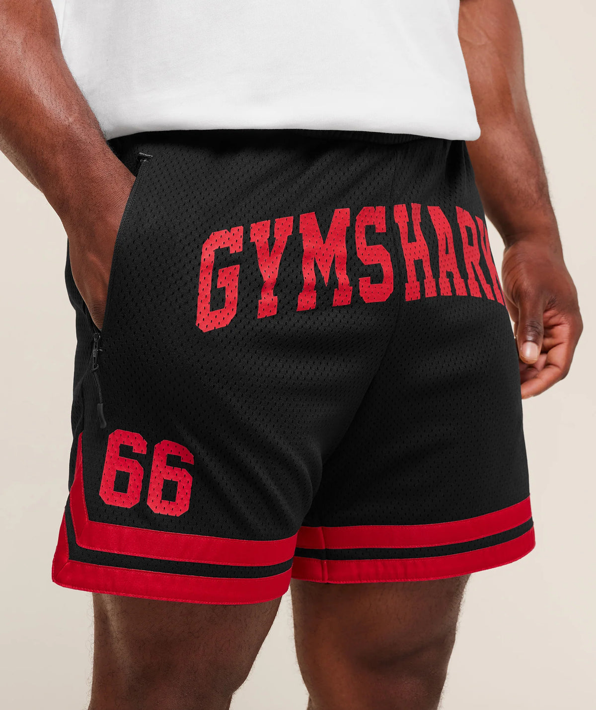 Short Malla Campus - Negro/Rojo