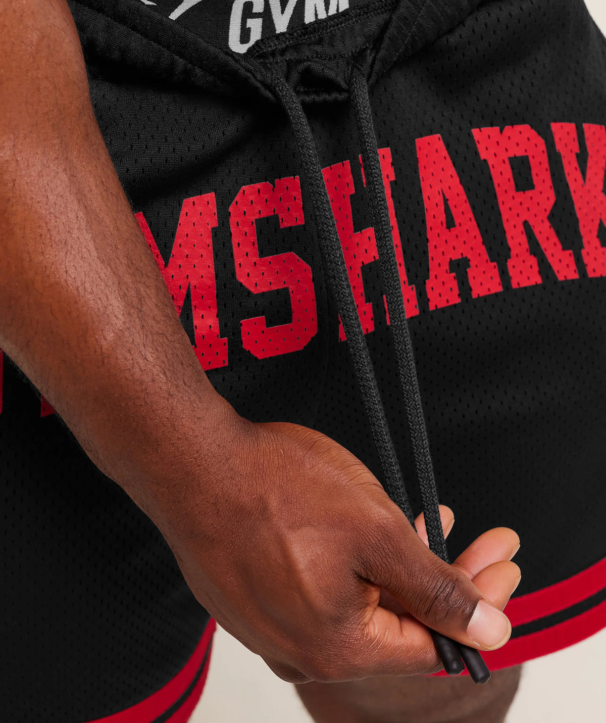 Short Malla Campus - Negro/Rojo