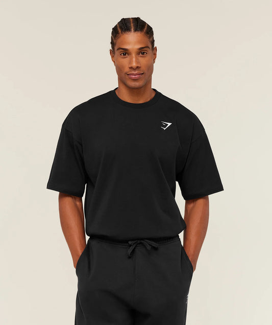 Playera Bordada Oversized - Negra