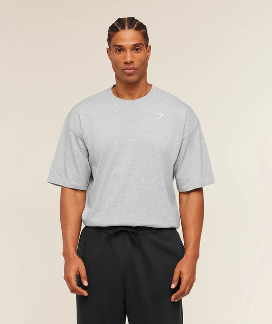 Playera Bordada Oversized - Gris