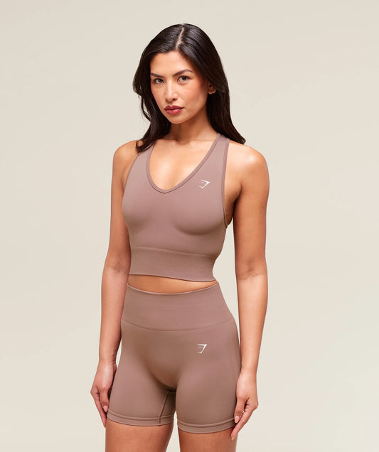 Crop Tank Sin Costuras - Rosa Pastel