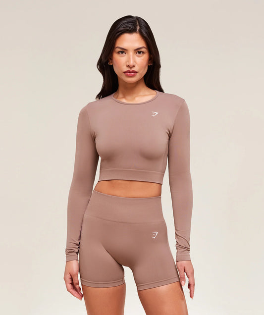 Crop Top Sin Costuras - Rosa Pastel