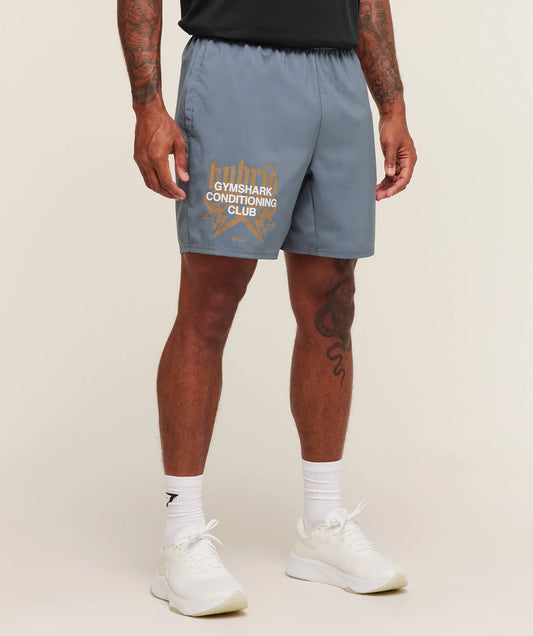 Short Híbrido Gráfico - Azul