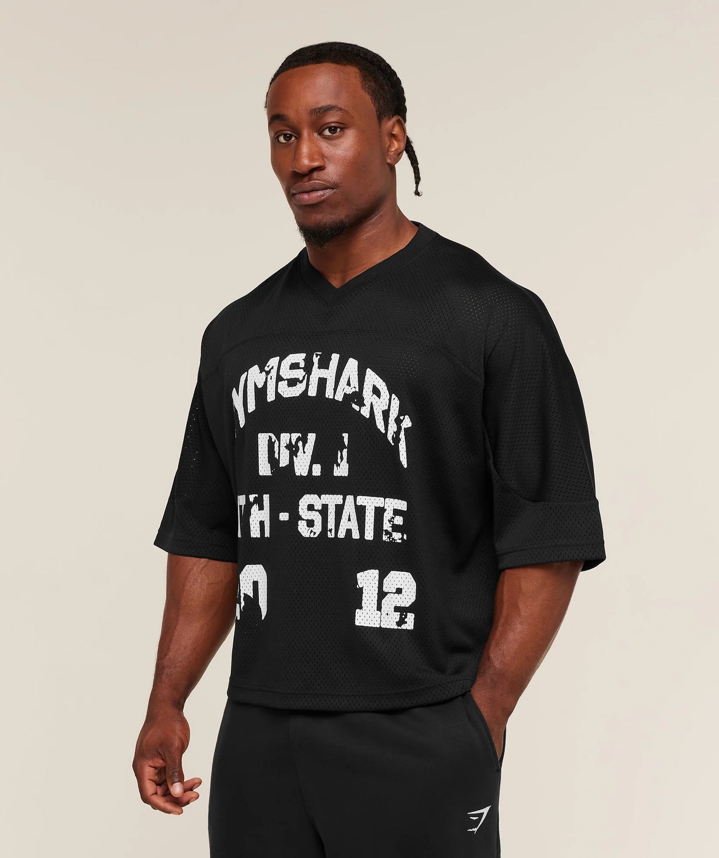 Playera De Malla Gráfica - Negra