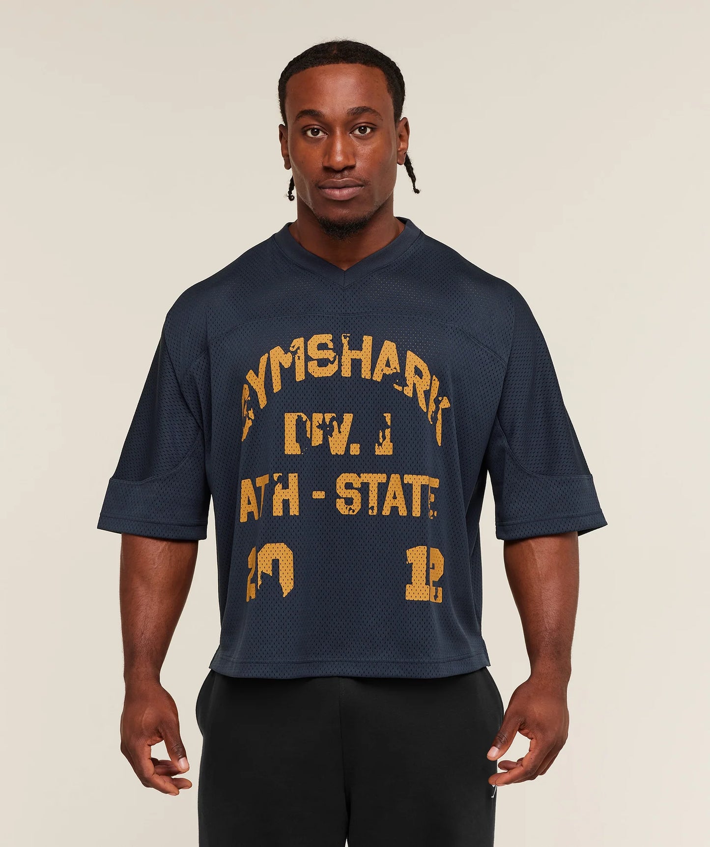 Playera De Malla Gráfica - Azul/Amarillo