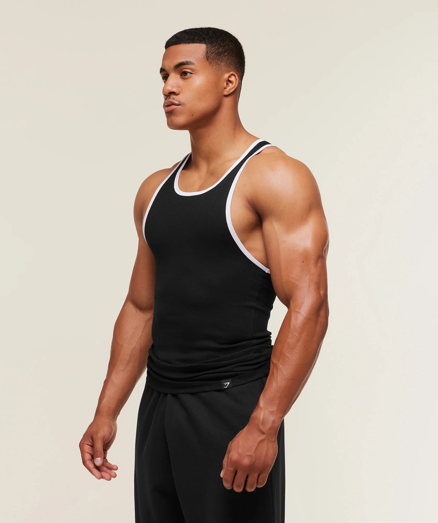 Tank Ribbed - Negro/Blanco