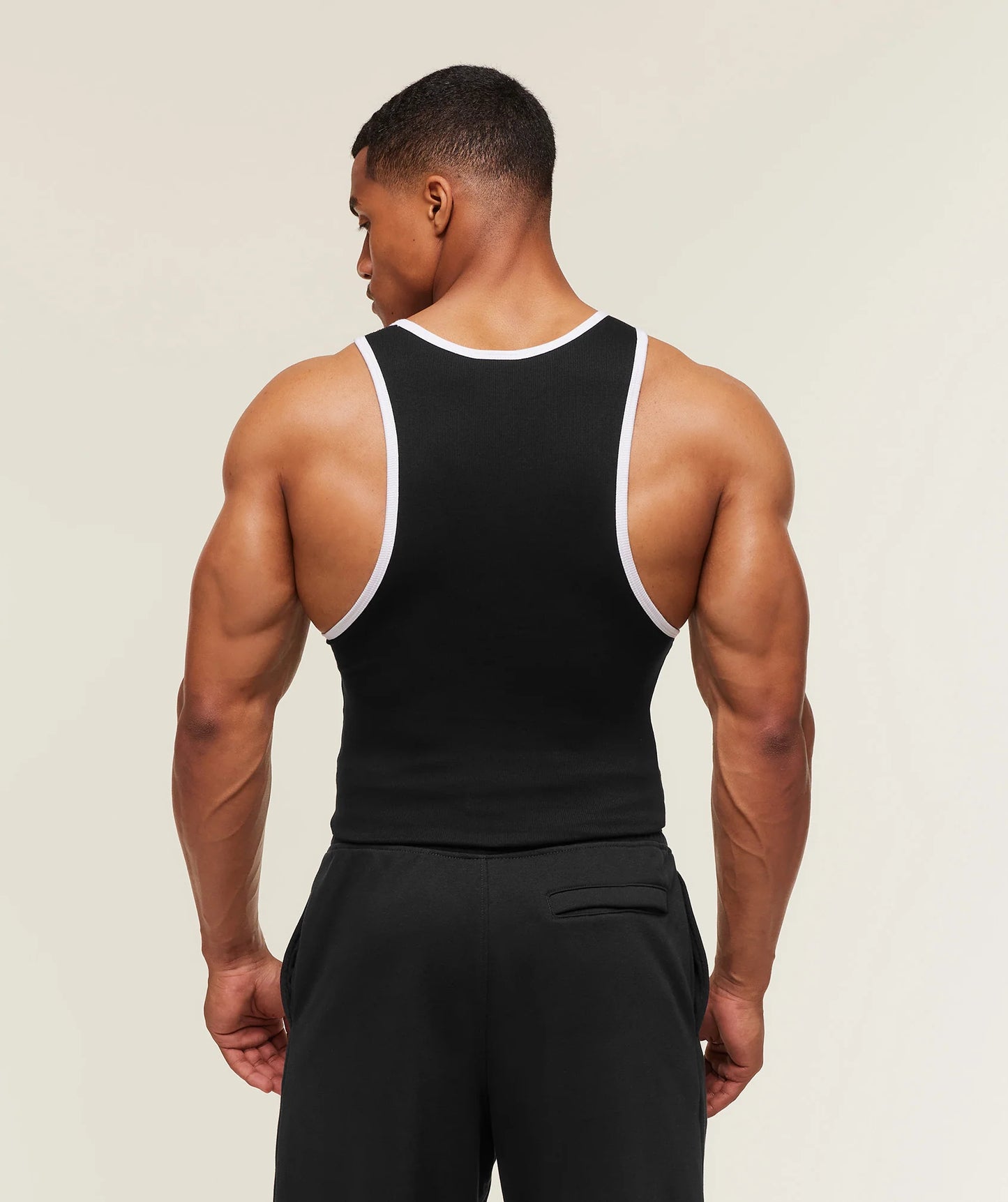 Tank Ribbed - Negro/Blanco
