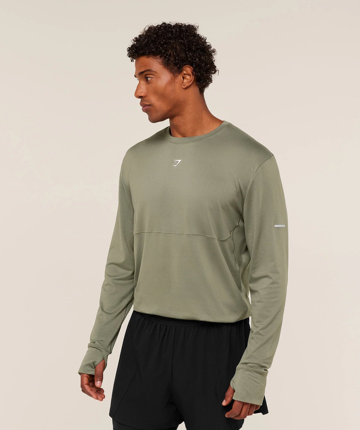 Playera Running Manga Larga - Verde